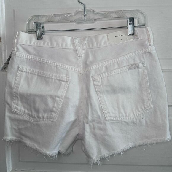 7 for All Mankind Monroe Distressed Cutoff White Denim Shorts Size 27 NWTs - Picture 5 of 8